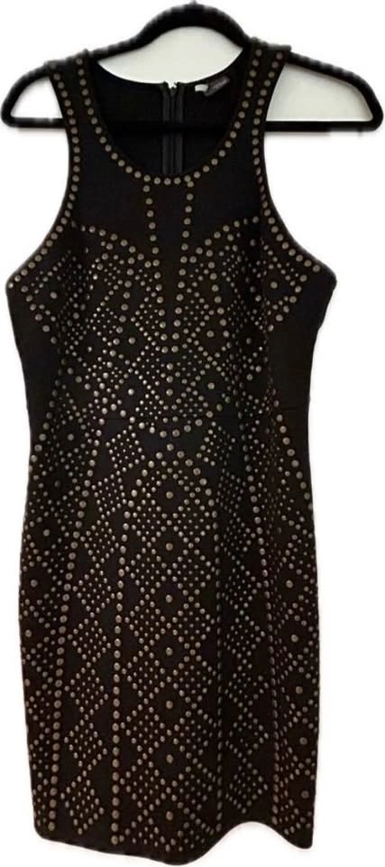 Studded Bodycon Dress – Black Gold Stud Mini Size L - photo 5