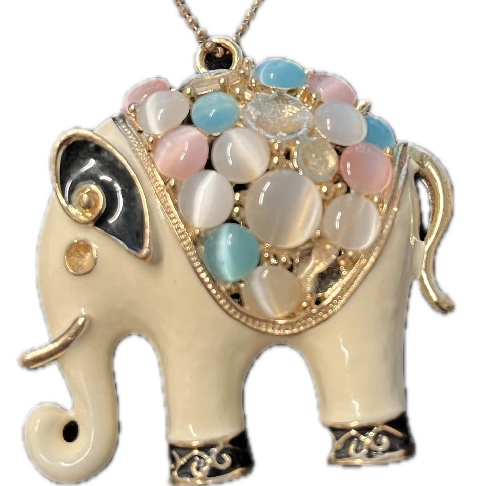 Elephant Charm Pendant – Pastel Stone Inlay - photo 2