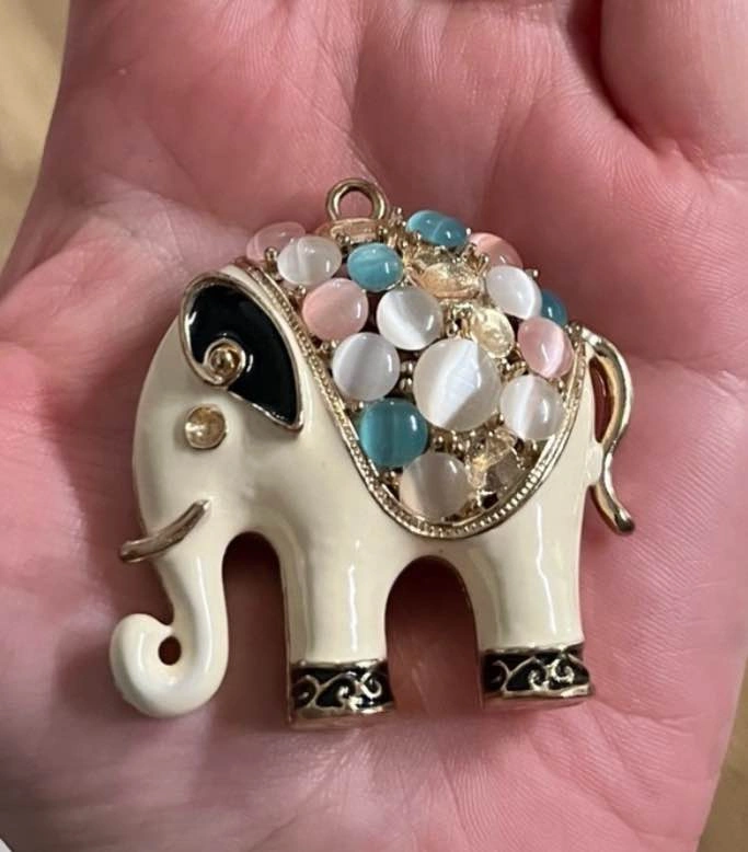 Elephant Charm Pendant – Pastel Stone Inlay - photo 3