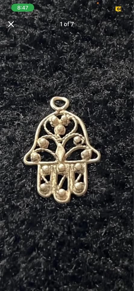 Vintage Sterling Silver 925 Hamsa Hand Charm Pendant