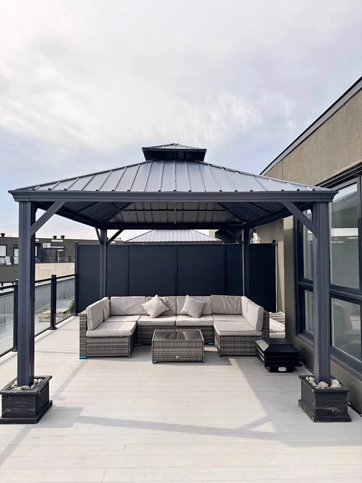 Modern Outdoor Gazebo + Sectional Patio Set