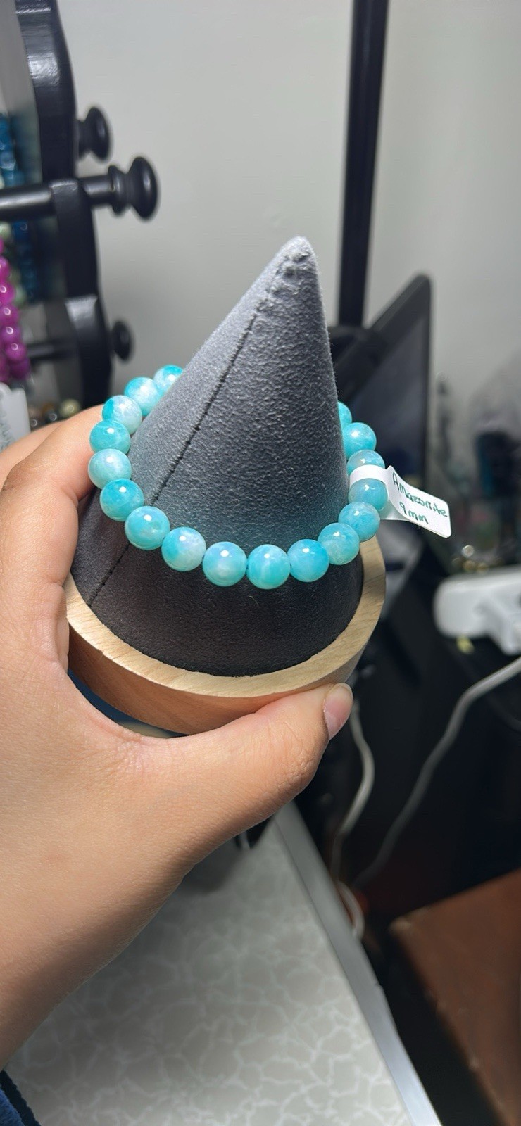 Handcrafted Amazonite Beaded Bracelet - Blue Round 9mm - photo 2