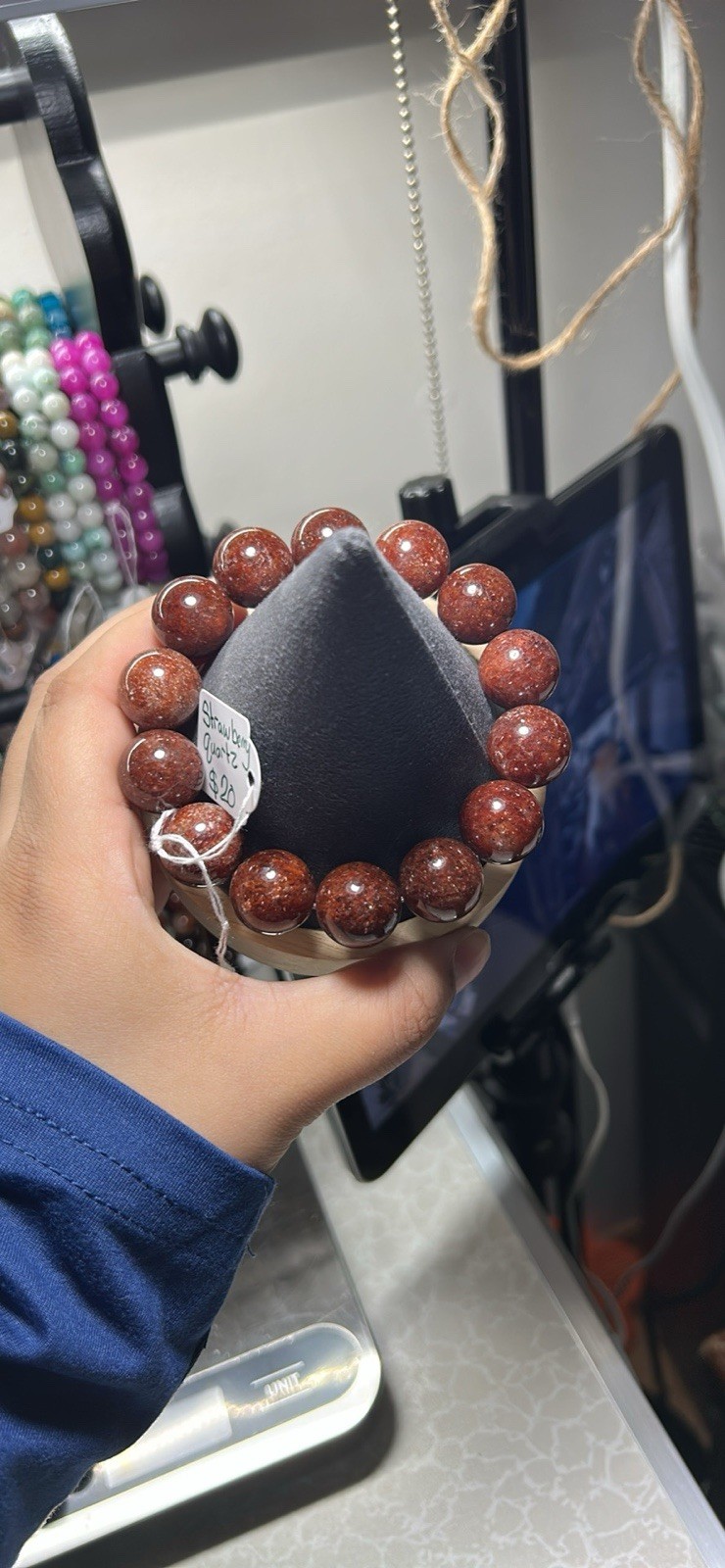 Strawberry Quartz Beaded Bracelet - Red Gemstone - photo 3