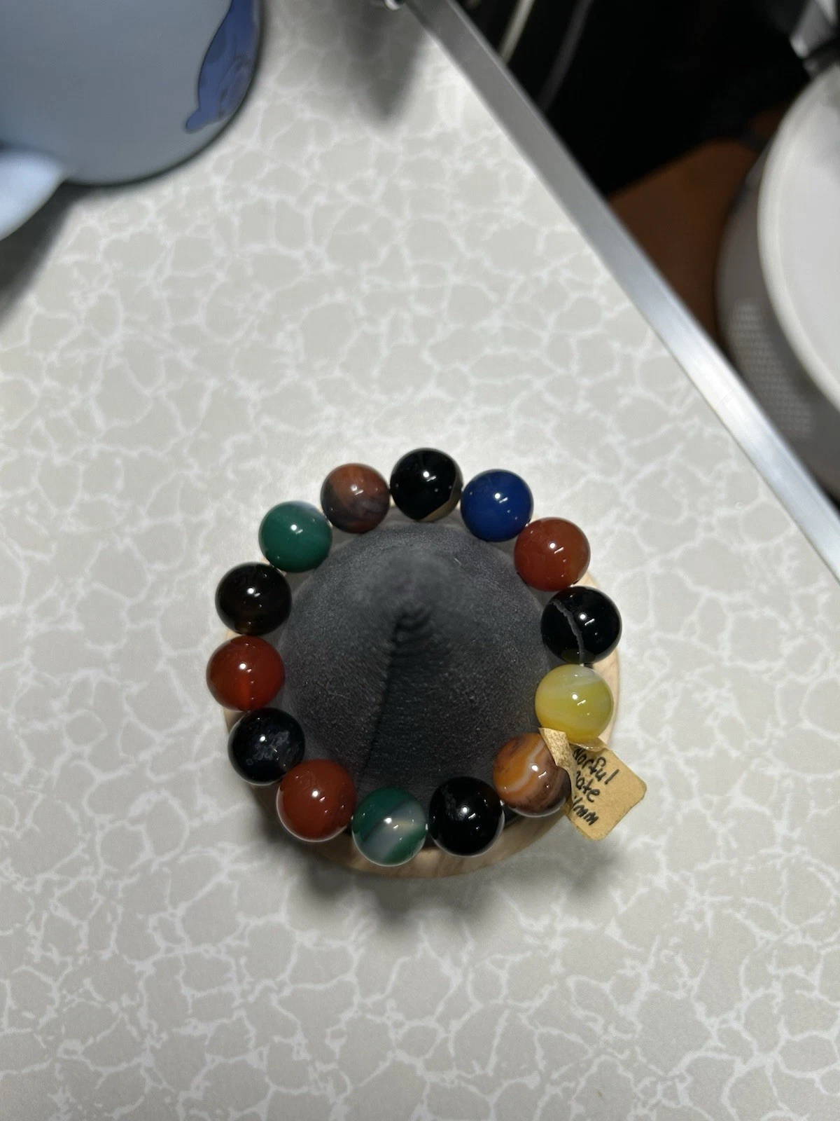 Beaded Bracelet - Multicolor Stone, Round Beads, Stretch - photo 2