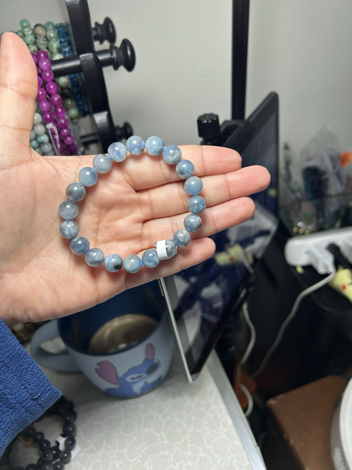 Handcrafted Aquamarine Beaded Bracelet - Blue Gemstone - photo 2