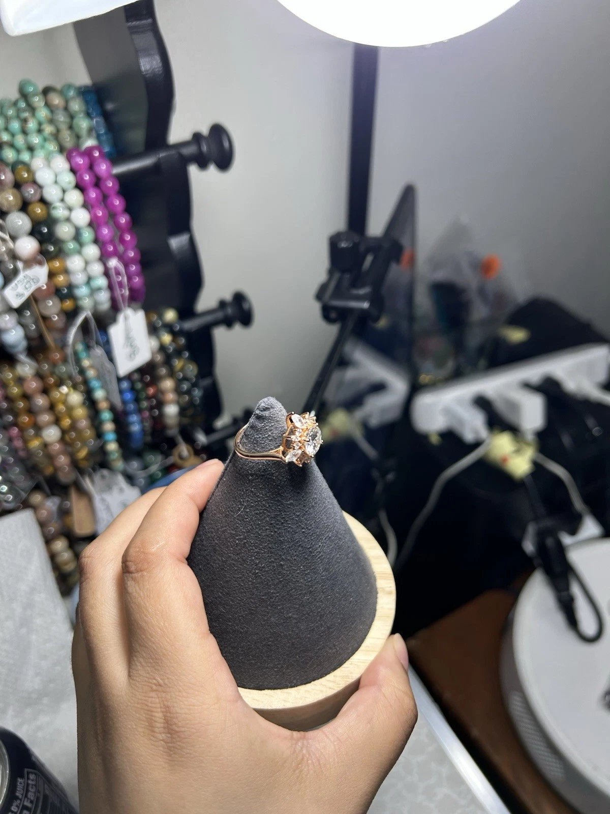 Rose Gold Star Cluster Cocktail Ring - Size 6 - photo 2