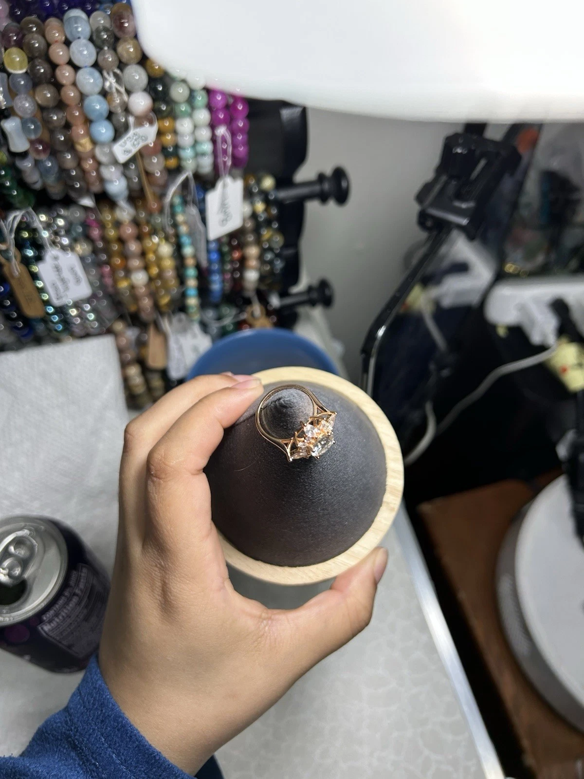 Rose Gold Star Cluster Cocktail Ring - Size 6 - photo 3