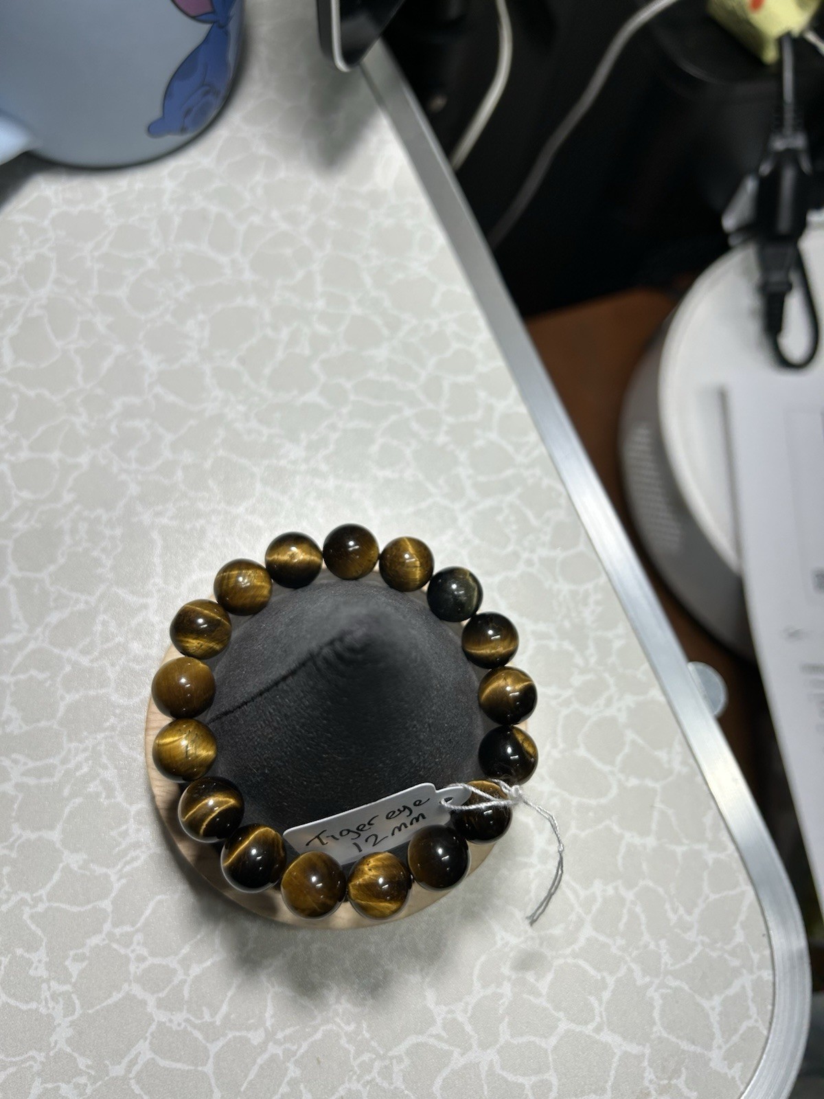Beaded Tiger's Eye Gemstone Bracelet - 12mm Round Beads - photo 3