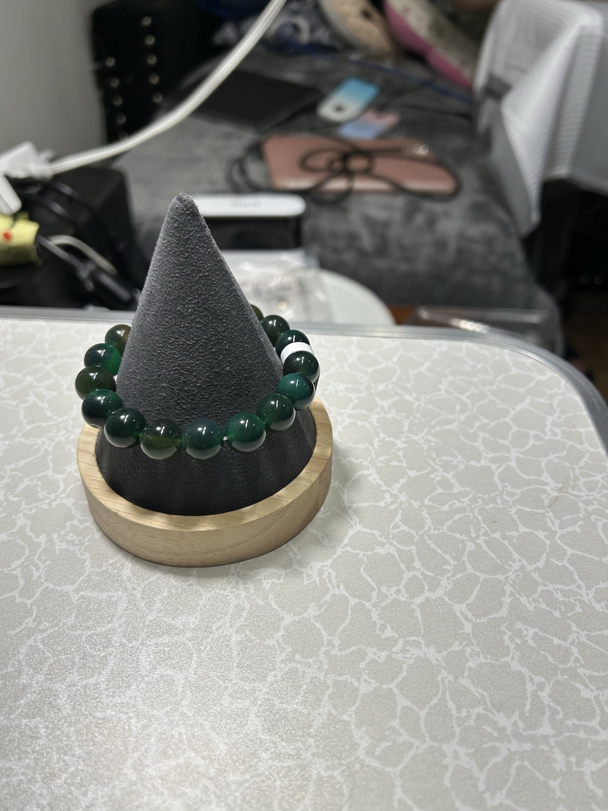 Handcrafted Beaded Bracelet - Green Agate Gemstone