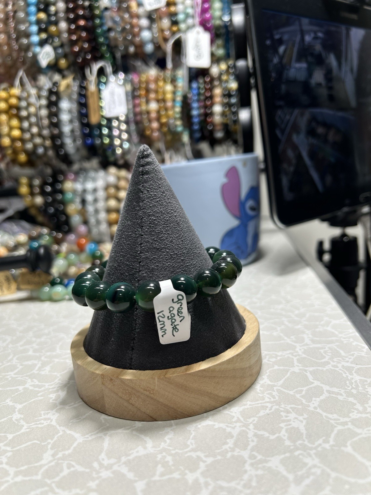 Handcrafted Beaded Bracelet - Green Agate Gemstone - photo 3