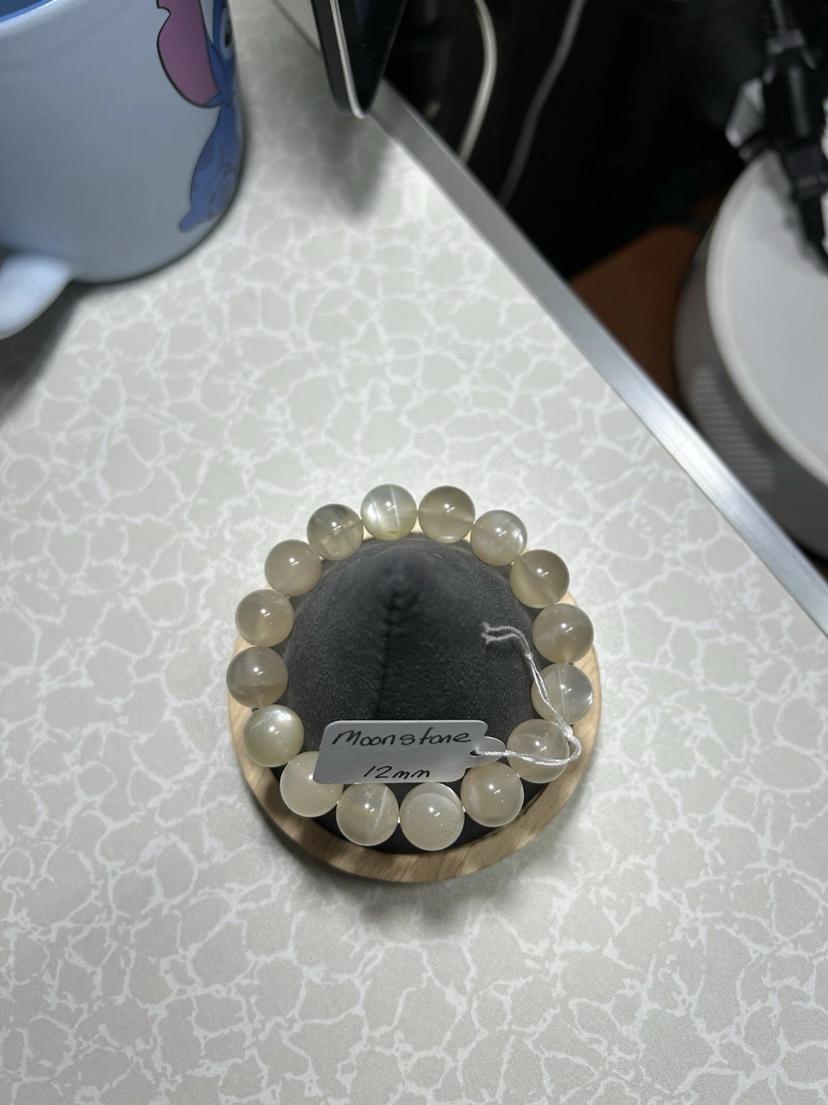Beaded Moonstone Bracelet - White Round Gemstones - photo 3