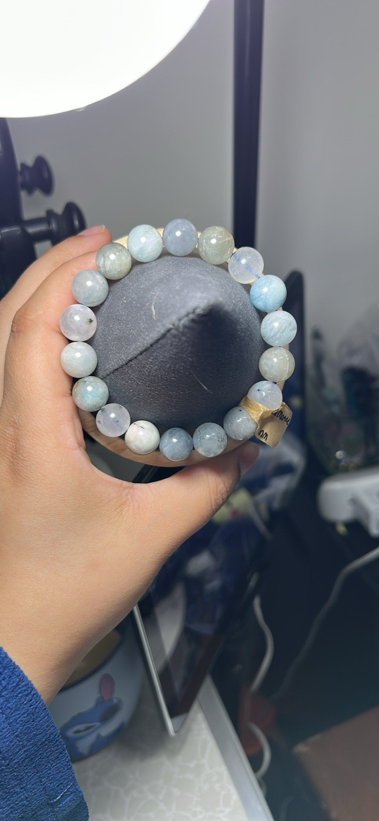 Beaded Aquamarine Stretch Bracelet - 11mm Multicolor Gemstone - photo 2