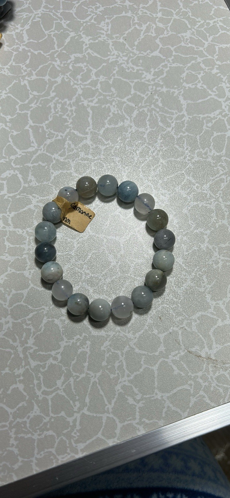 Beaded Aquamarine Stretch Bracelet - 11mm Multicolor Gemstone - photo 4
