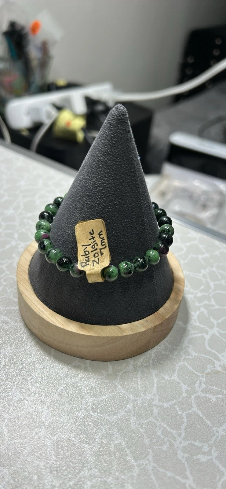 Beaded Bracelet - Ruby Zoisite Gemstone, 7mm Round Beads