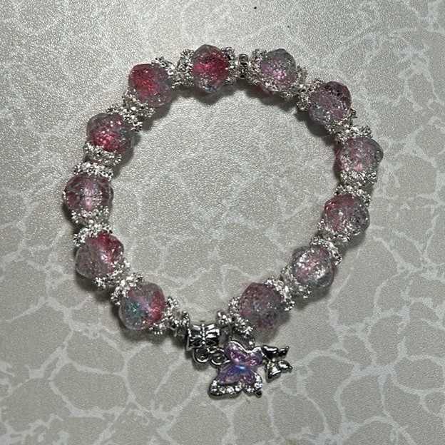 Handcrafted Beaded Bracelet with Butterfly Charm