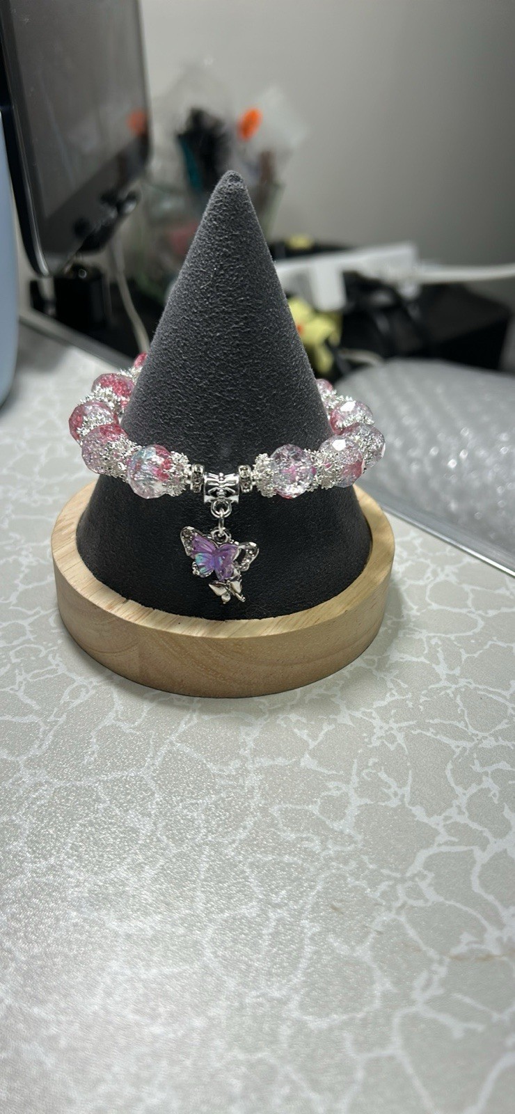 Handcrafted Beaded Bracelet with Butterfly Charm - photo 4