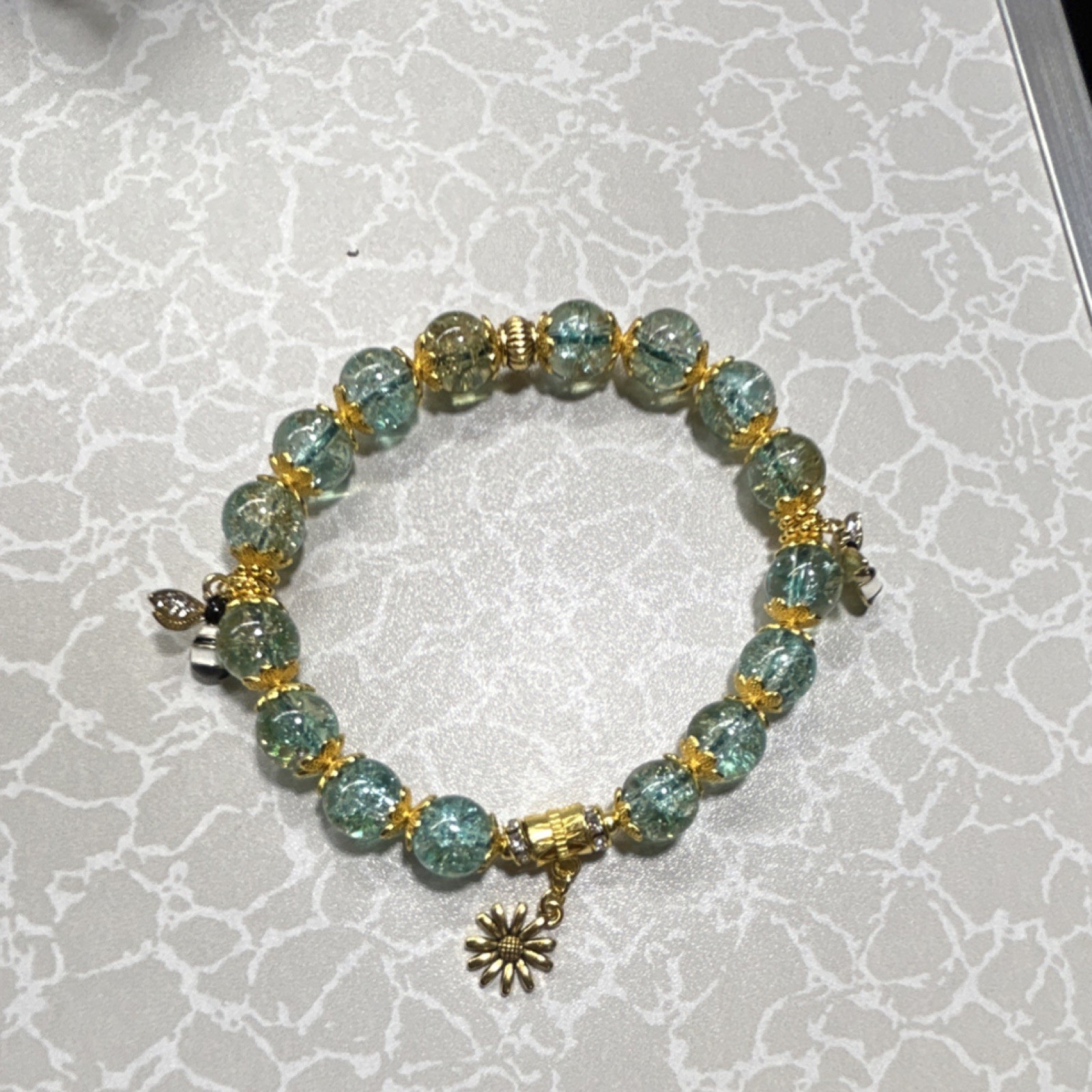 Beaded Bracelet with Flower Charm - photo 4
