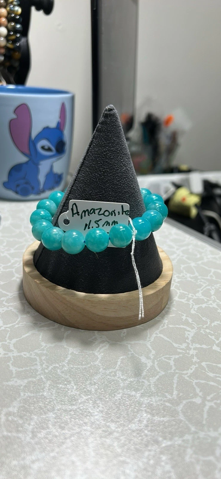 Amazonite Beaded Bracelet - Blue Gemstone, Adjustable