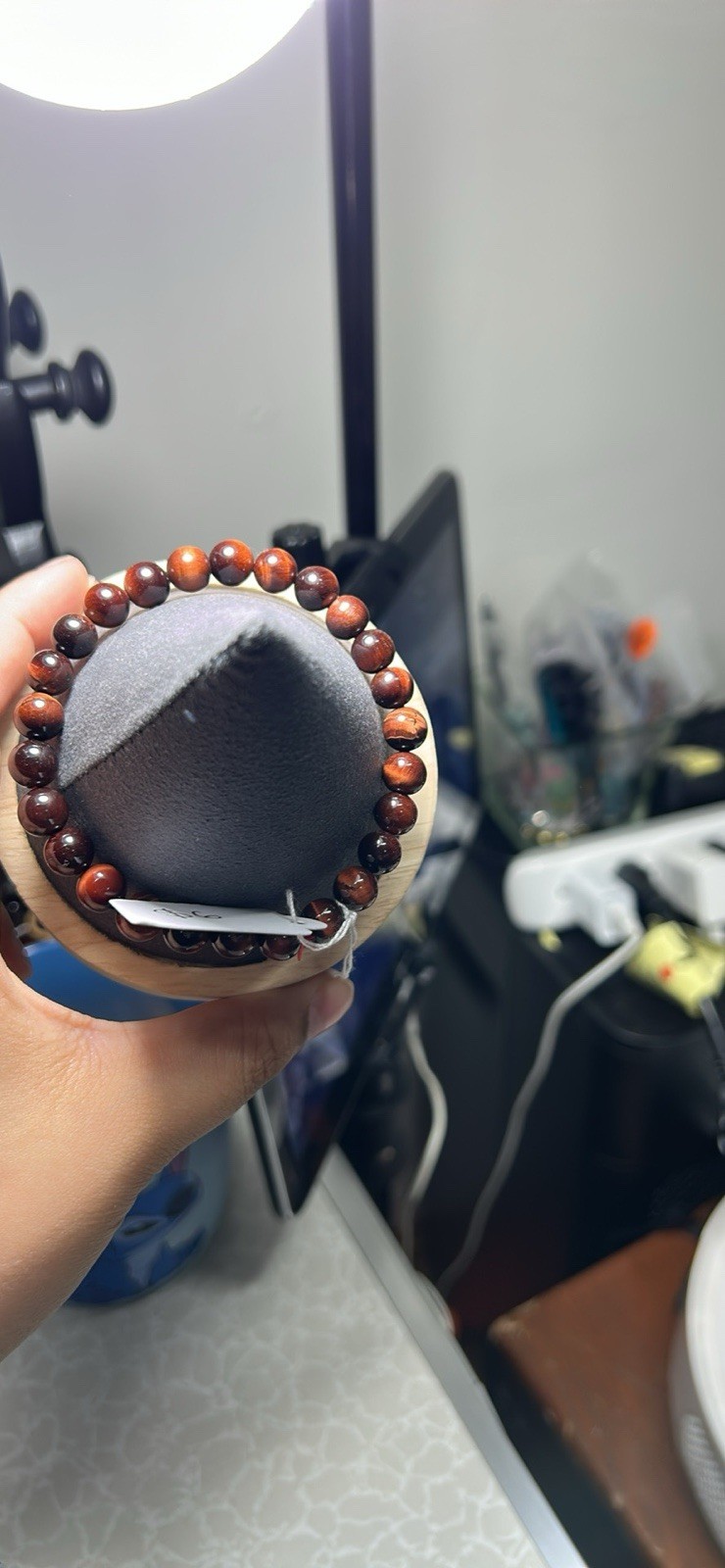 Tiger's Eye Beaded Bracelet - Red Brown 8mm Gemstone - photo 2