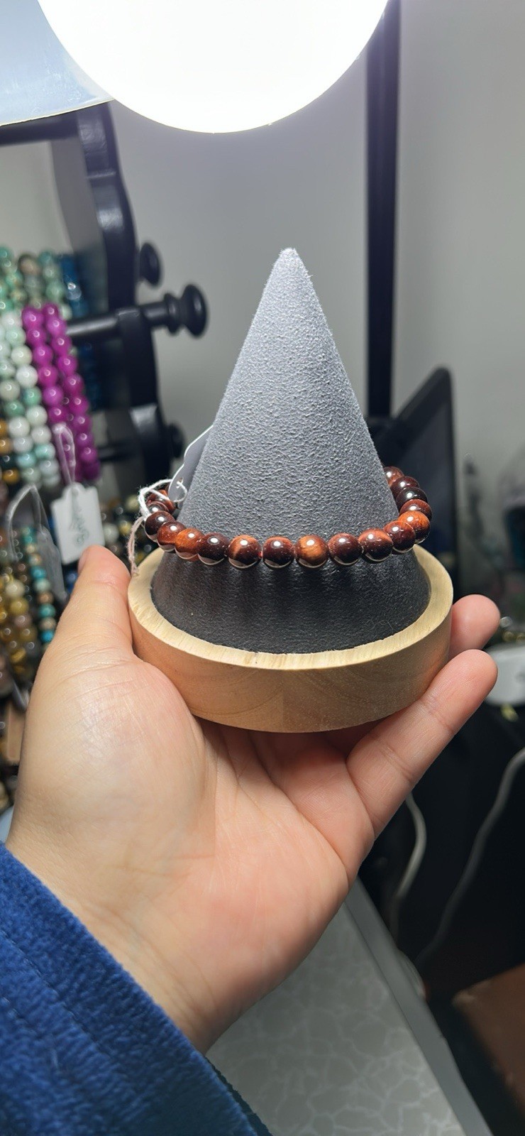Tiger's Eye Beaded Bracelet - Red Brown 8mm Gemstone - photo 3