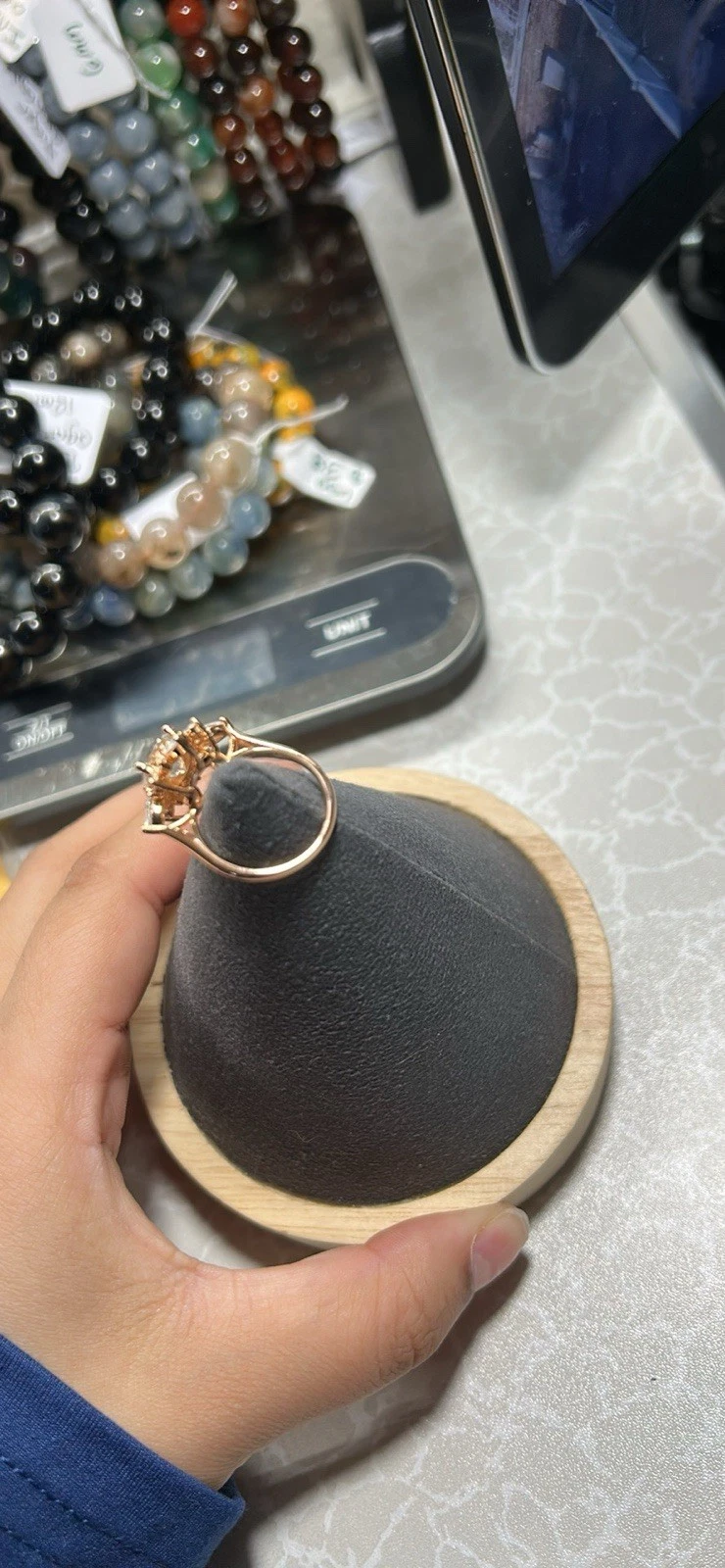 Rose Gold Plated Cluster Cocktail Ring White Stones Size 6 - photo 2