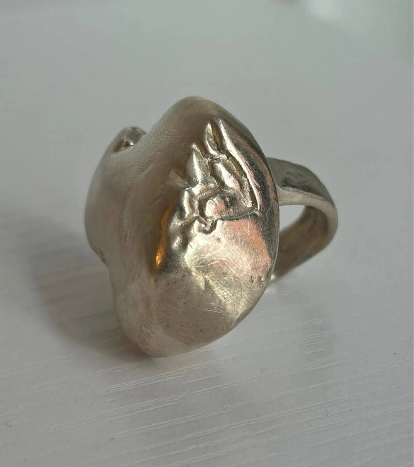 Vintage 925 Sterling Silver Heart Ring -Sculptural design