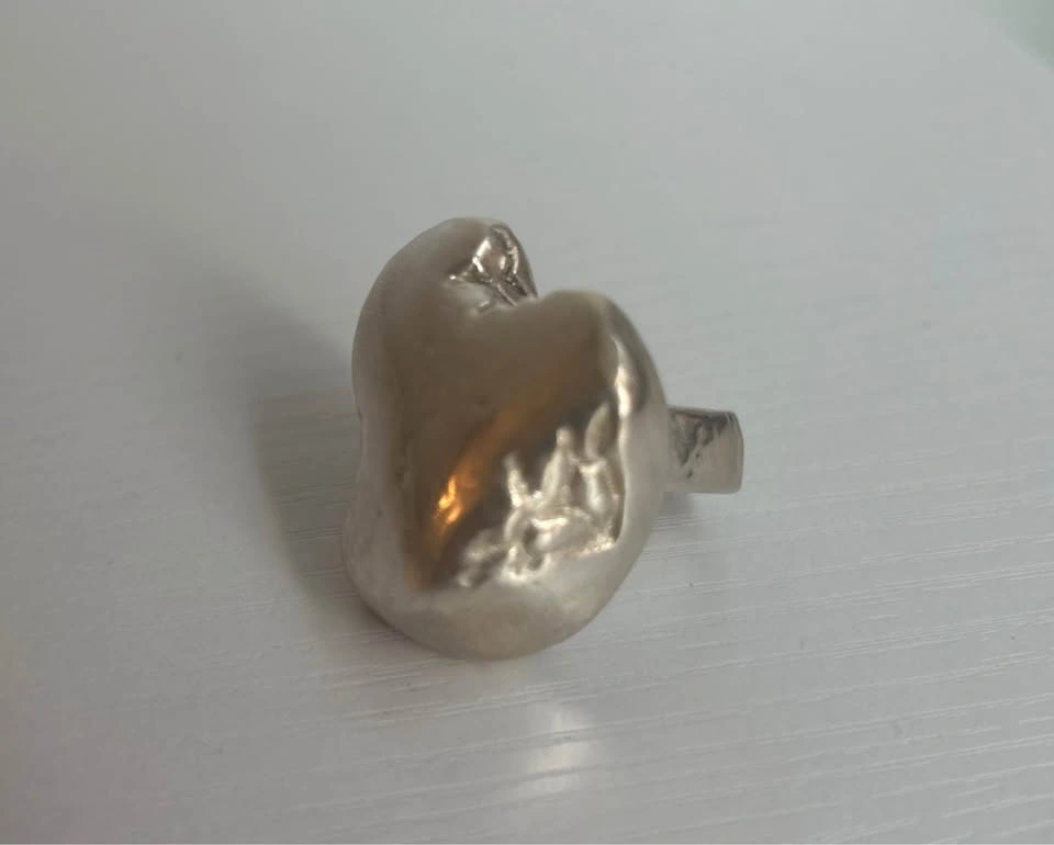 Vintage 925 Sterling Silver Heart Ring -Sculptural design - photo 3