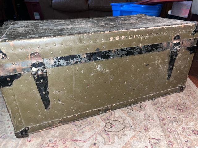 WW2 Military Footlocker Antique Trunk OBO - photo 5