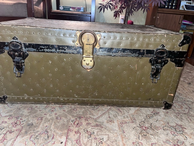 Antique Trunk WW2 Military Footlocker - Must Go! - photo 2