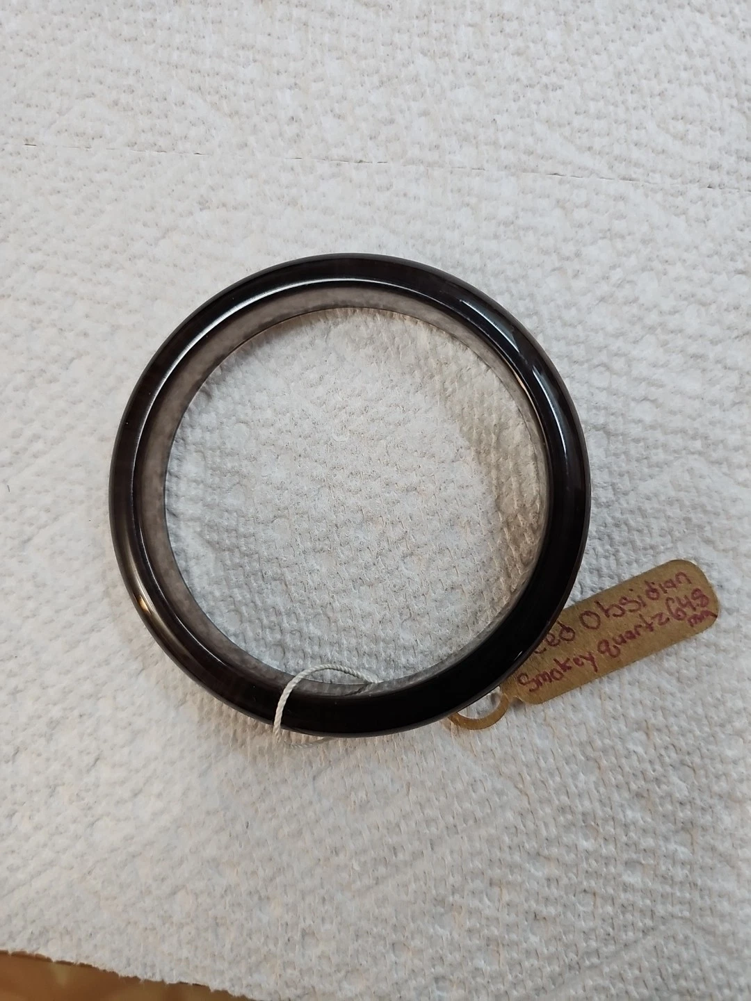 Iced Obsidian/smokey Quartz Bangle 64.8mm - photo 3