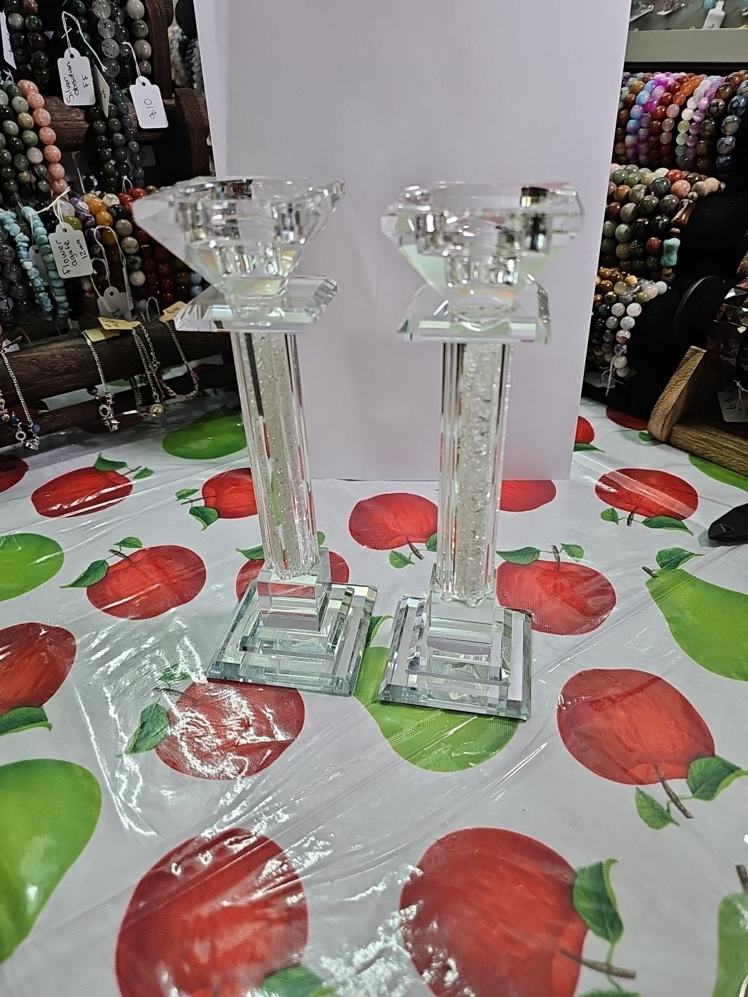 Pedestal Candle Holder Pair Clear Glass - photo 3
