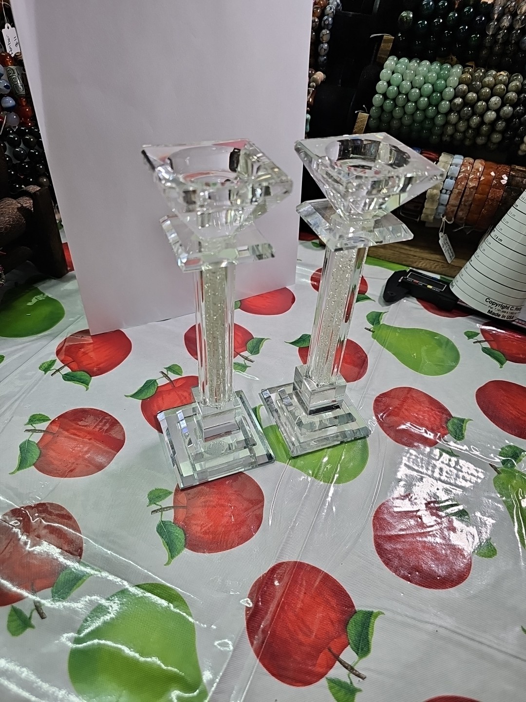 Pedestal Candle Holder Pair Clear Glass - photo 5