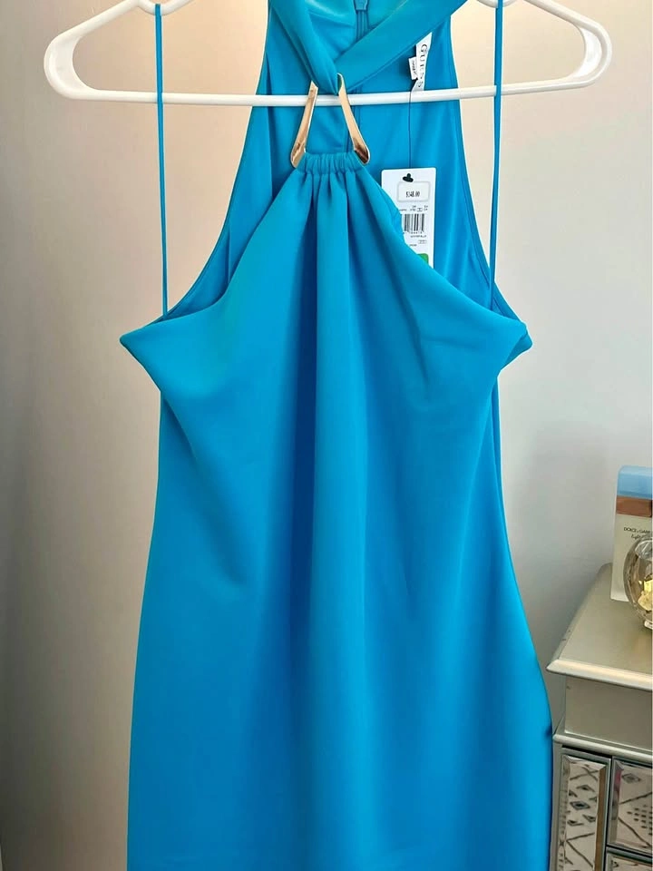 GUESS Blue Halter Dress Size 12 - Elegant Evening / Cocktail Dre