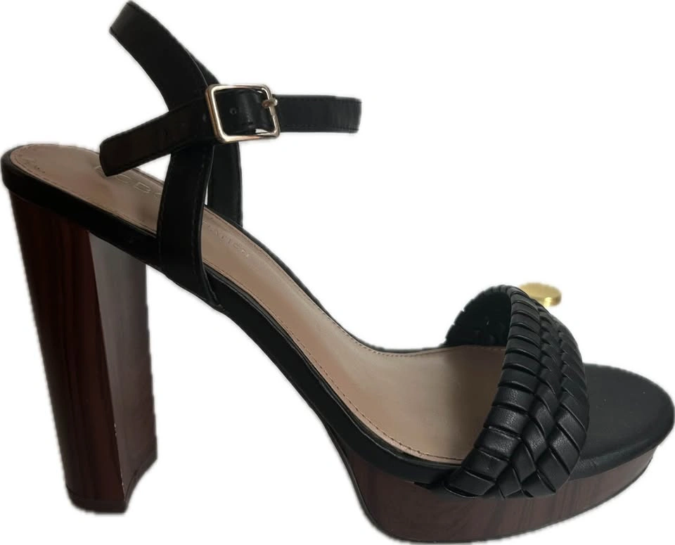 BCBGeneration Black Woven Stack-Heel Platform Sandals Size 8.5 - photo 3