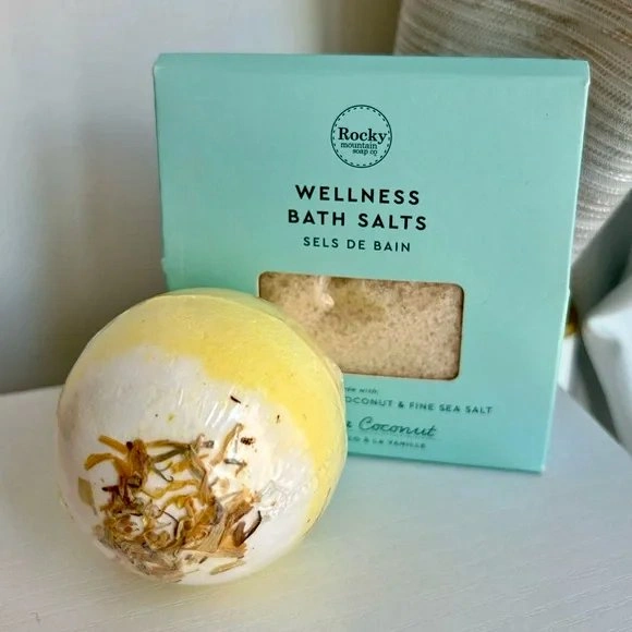 Rocky Mountain Soap Co Wellness Bath Salts + Bath Bomb Set
