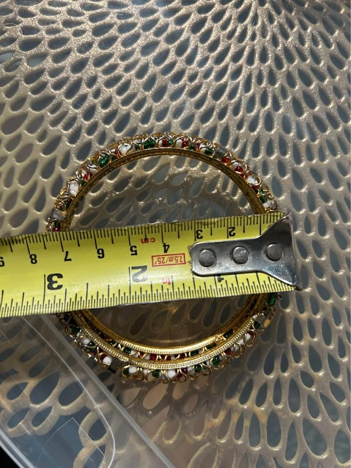 Indian Gold Tone Bangle Set — Traditional Stackable Bracelets - photo 5