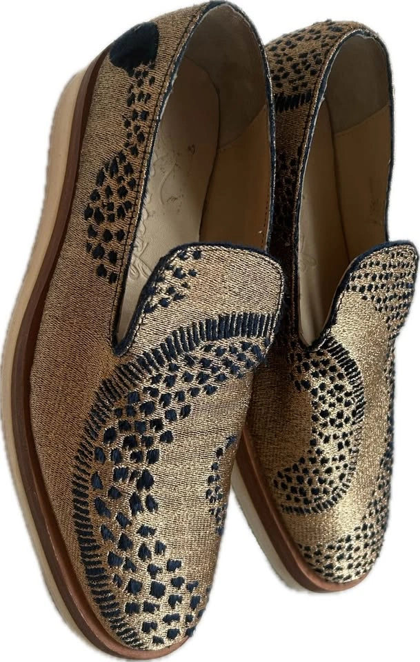 Free People Snake Eyes Metallic Gold & Blue Loafers - Women's Si - photo 3