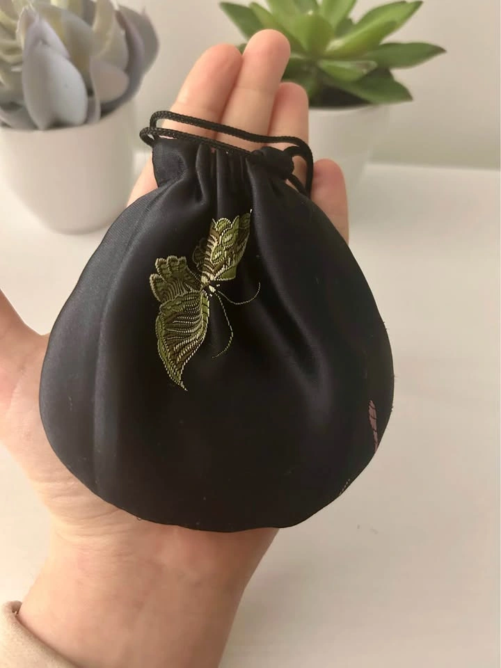 Black Embroidered Butterfly Drawstring Pouch - photo 2