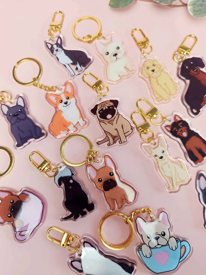 Hand Drawn Acrylic Epoxy Pet Keychains - Dog & Cat