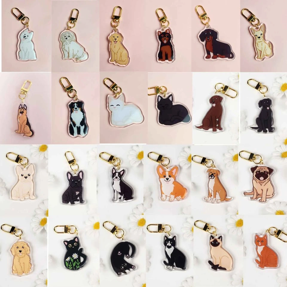 Hand Drawn Acrylic Epoxy Pet Keychains - Dog & Cat - photo 2