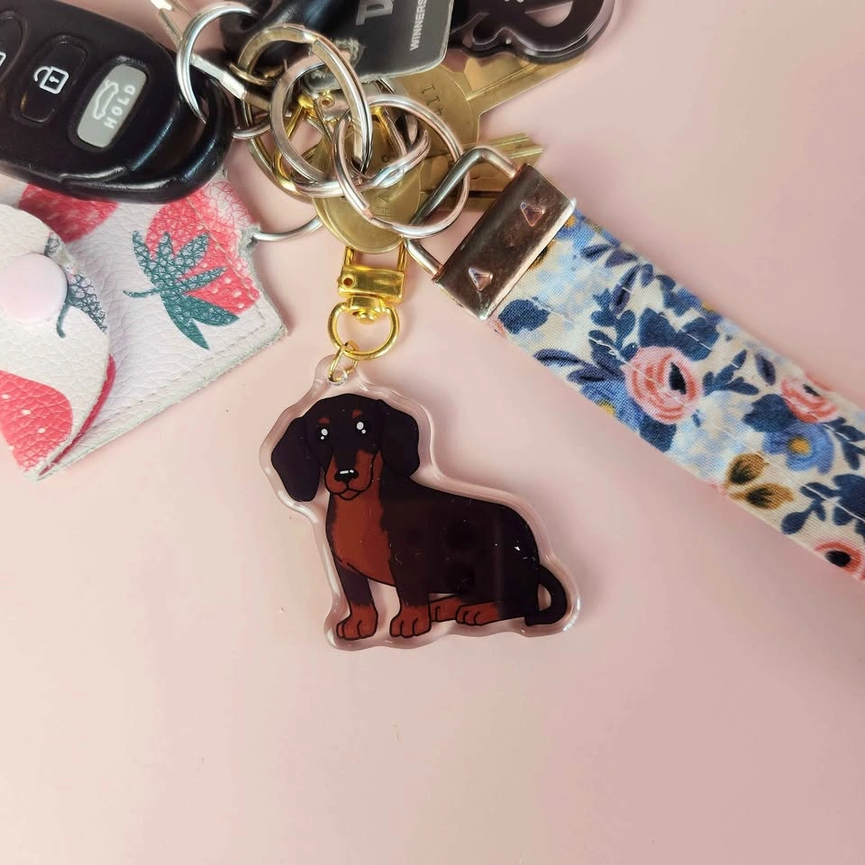 Hand Drawn Acrylic Epoxy Pet Keychains - Dog & Cat - photo 3