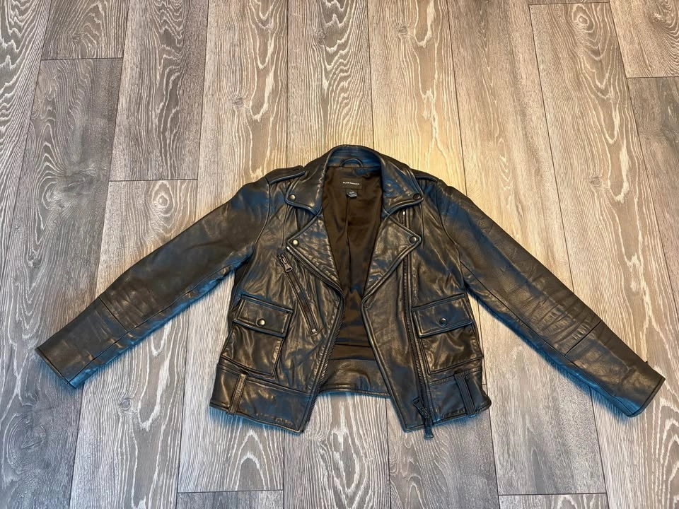 Women’s Genuine Leather Jacket - Club Monaco - Size XS, Black - photo 2