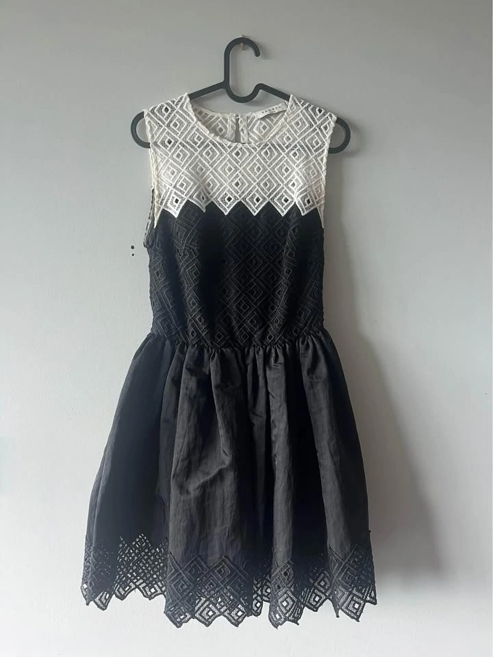 Sandro Paris Women's Black & White Crochet Dress - Size XS