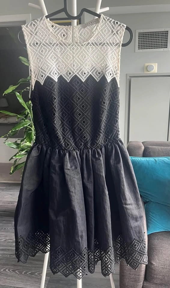 Sandro Paris Women's Black & White Crochet Dress - Size XS - photo 2