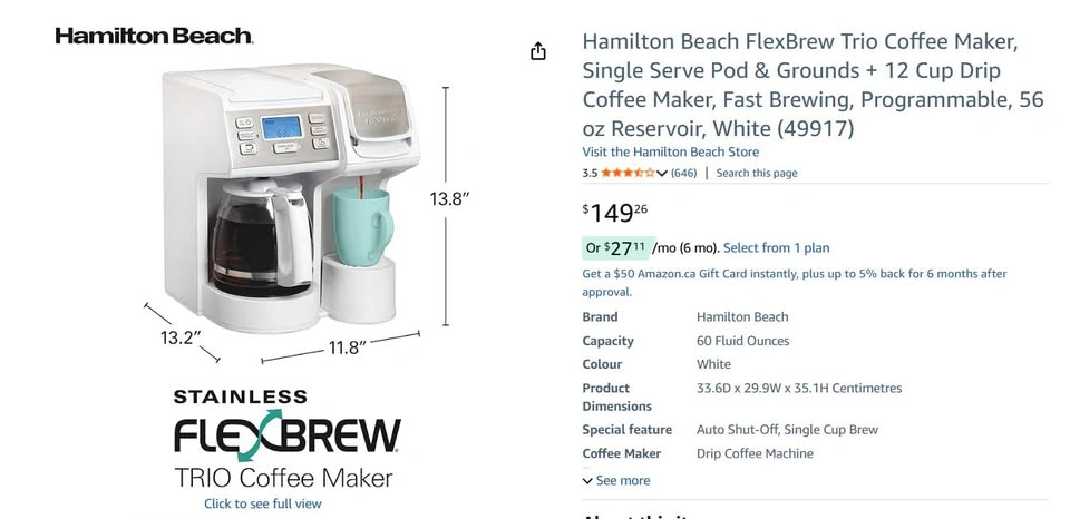Hamilton Beach FlexBrew Trio Coffee Maker (Factory-Serviced) - photo 3