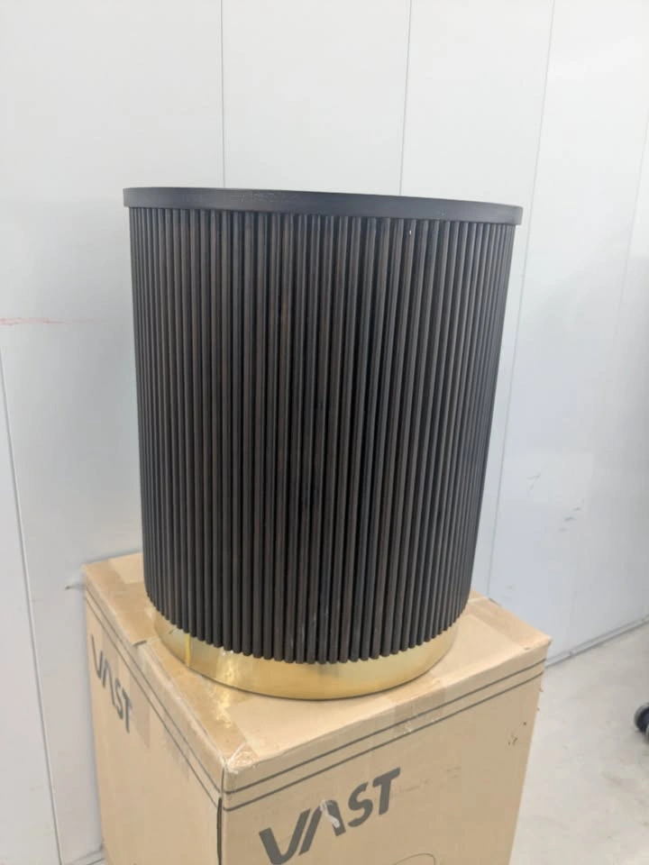 Modern Fluted Round Side Table – Wood Top & Gold Base – New in B - photo 4