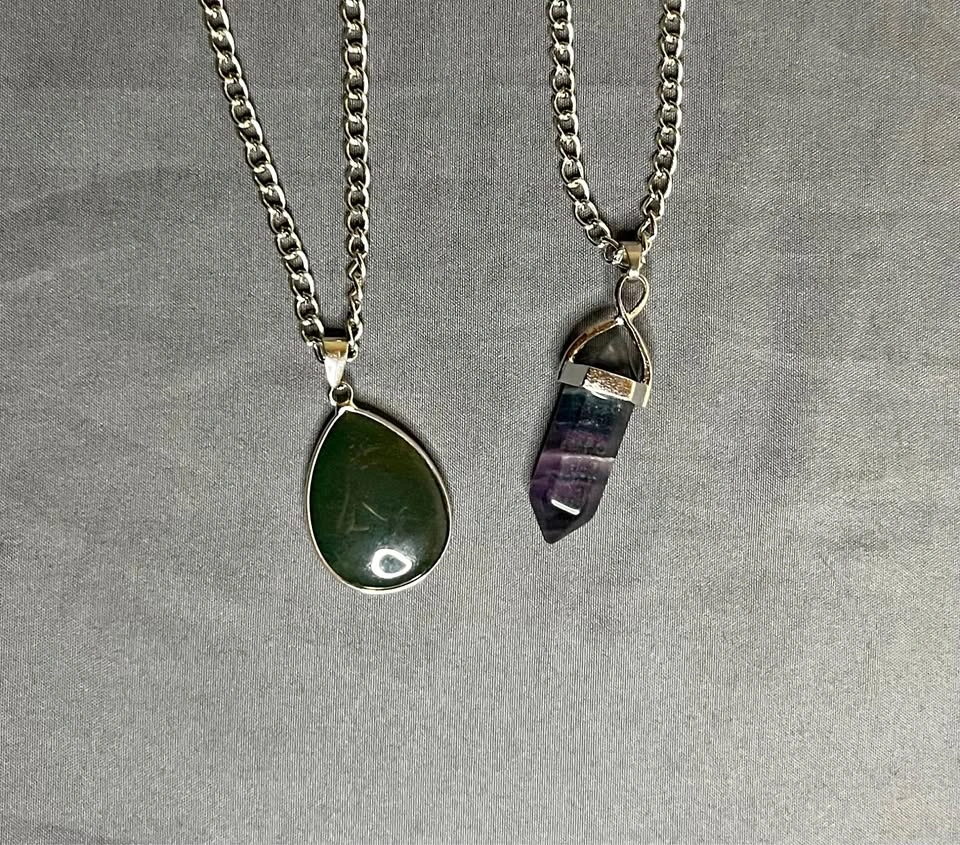 Two Iron Chain Pendant Necklaces