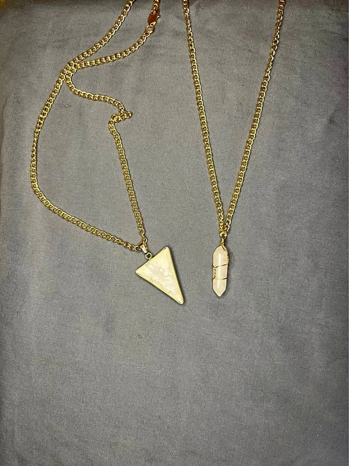 Two Gold Toned Iron Pendant Necklaces