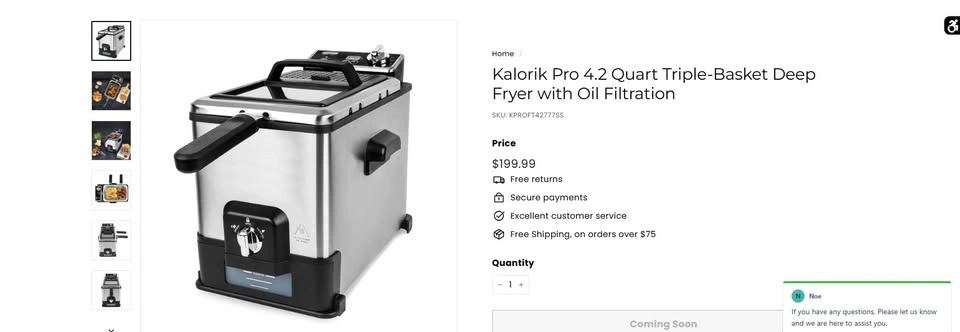 Kalorik Pro Triple Basket Deep Fryer 4.2QT - photo 3