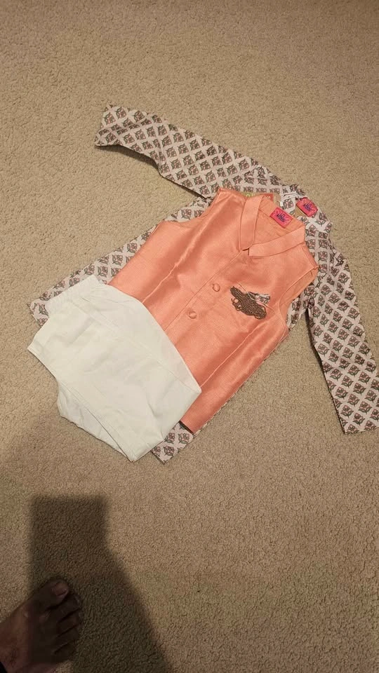 3-Piece Ethnic Wear Set: Kurta, Waistcoat & Pajama